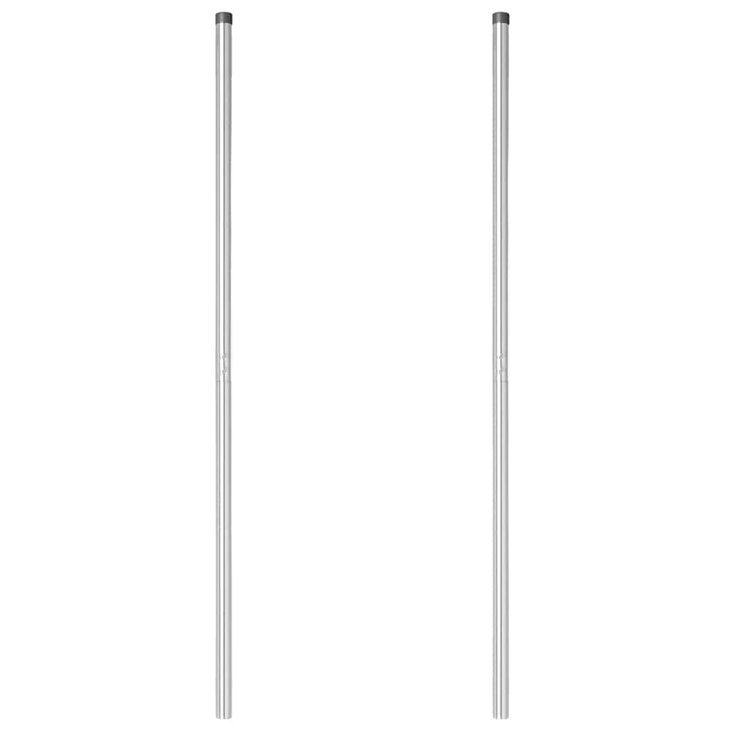 vidaXL Słupek ogrodzeniowy. 2 pcs Srebrny Stal Malowana Proszkowo