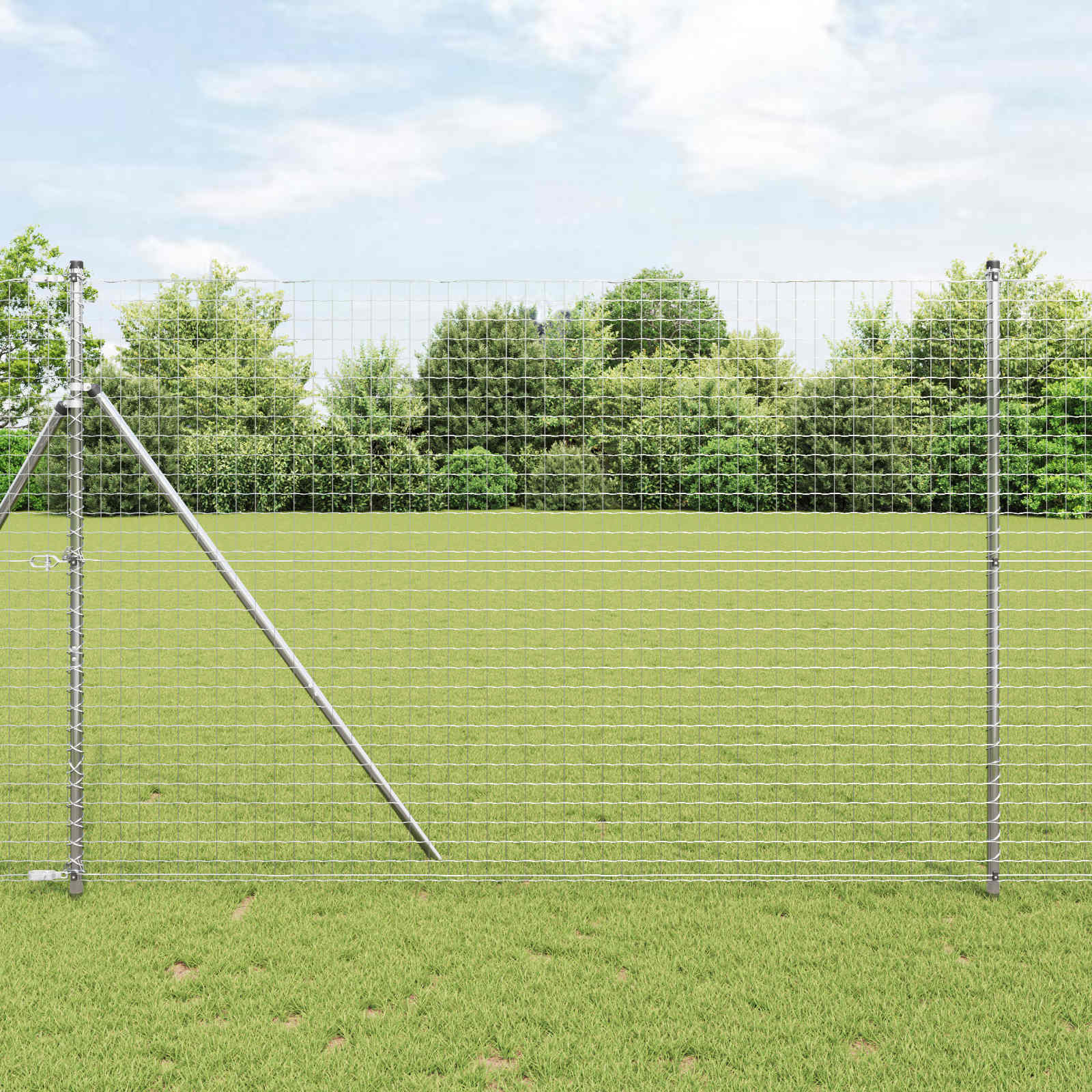 vidaXL Słupek ogrodzeniowy. 12 pcs Srebrny Stal Malowana Proszkowo