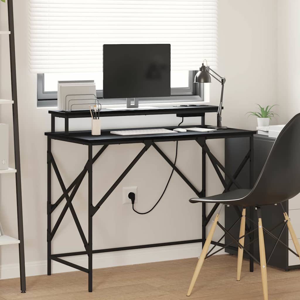 vidaXL Biurko Czarny Dąb 100 x 50 x 86,5 cm Materiał drewnopochodny