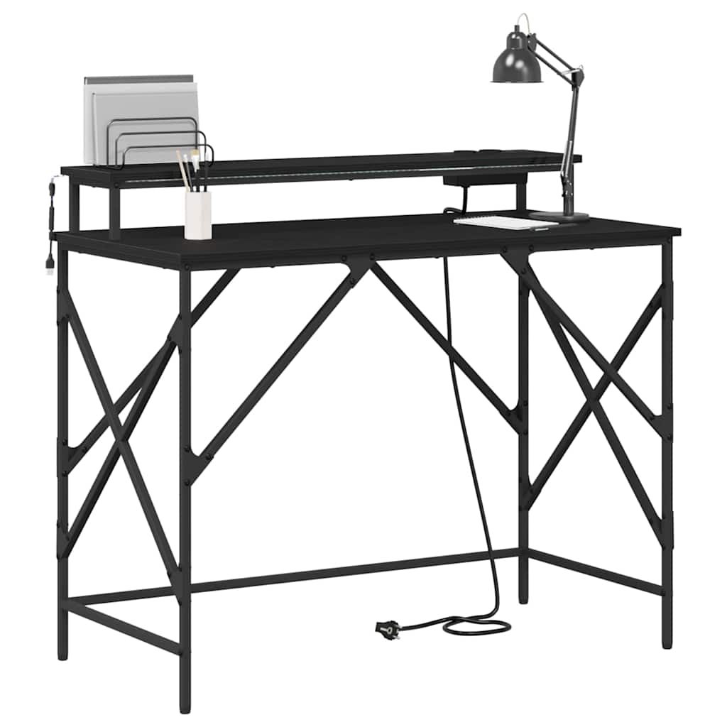 vidaXL Biurko Czarny Dąb 100 x 50 x 86,5 cm Materiał drewnopochodny