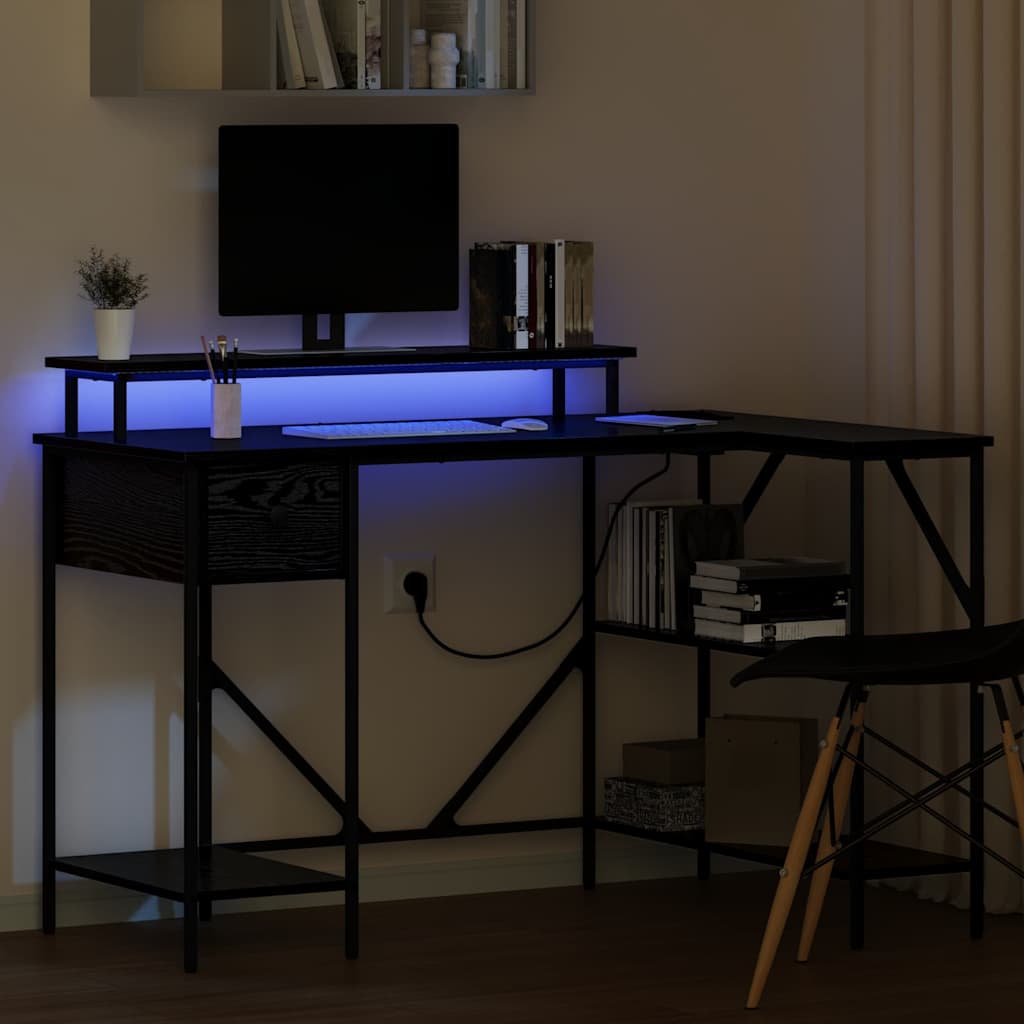 vidaXL Biurko Czarny Dąb 120 x 79 x 86,5 cm Materiał drewnopochodny