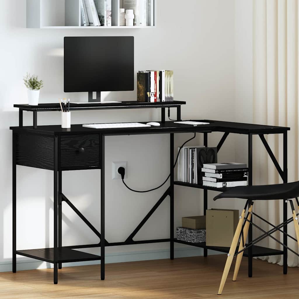 vidaXL Biurko Czarny Dąb 120 x 79 x 86,5 cm Materiał drewnopochodny