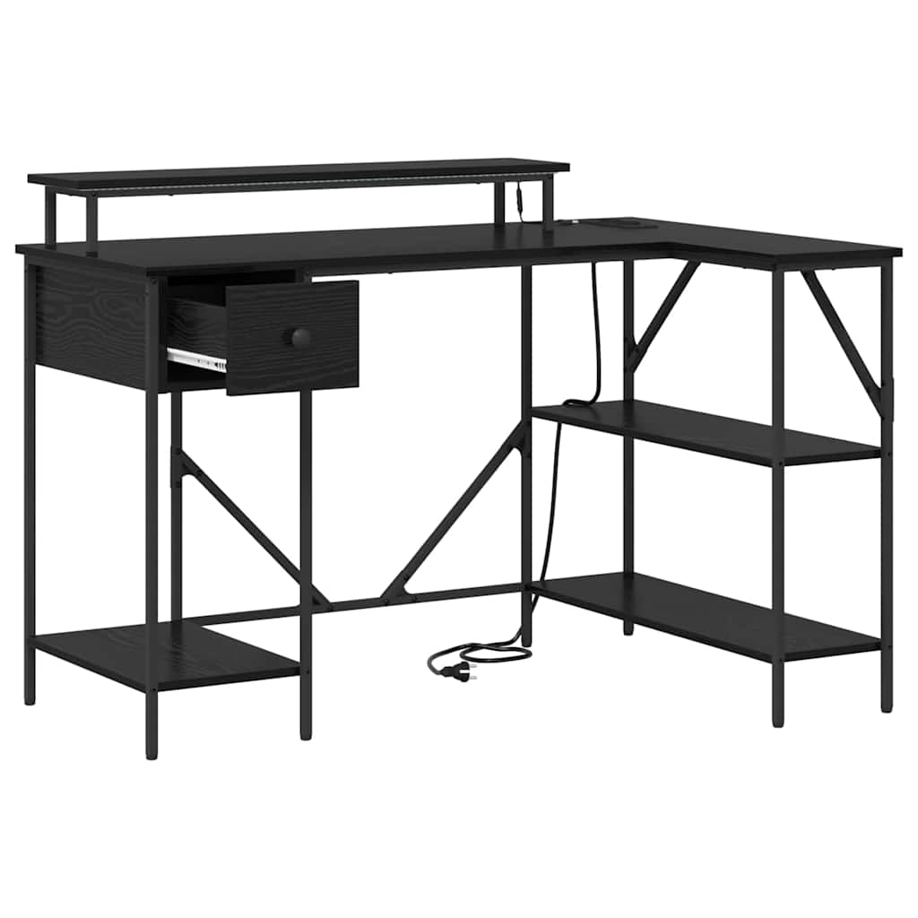 vidaXL Biurko Czarny Dąb 120 x 79 x 86,5 cm Materiał drewnopochodny