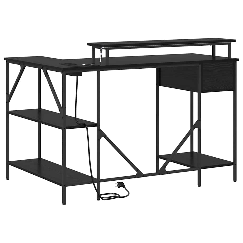 vidaXL Biurko Czarny Dąb 120 x 79 x 86,5 cm Materiał drewnopochodny