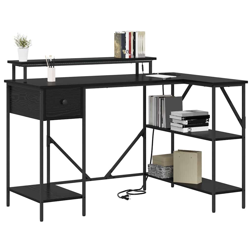 vidaXL Biurko Czarny Dąb 120 x 79 x 86,5 cm Materiał drewnopochodny