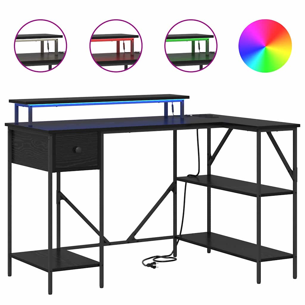 vidaXL Biurko Czarny Dąb 120 x 79 x 86,5 cm Materiał drewnopochodny