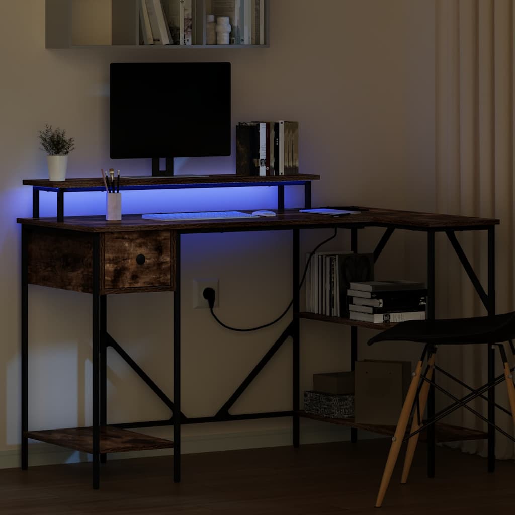 vidaXL Biurko Dąb wędzony 120 x 79 x 86,5 cm Materiał drewnopochodny