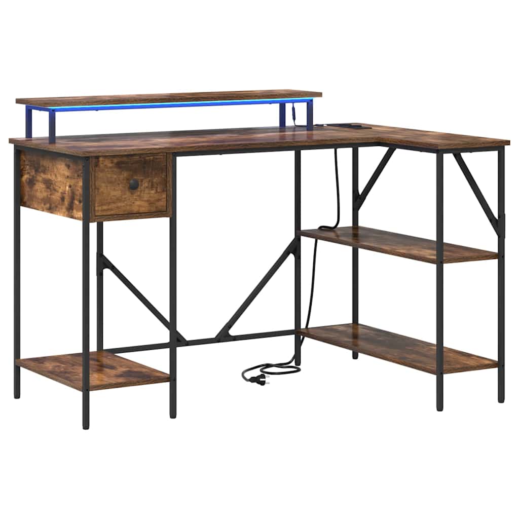 vidaXL Biurko Dąb wędzony 120 x 79 x 86,5 cm Materiał drewnopochodny