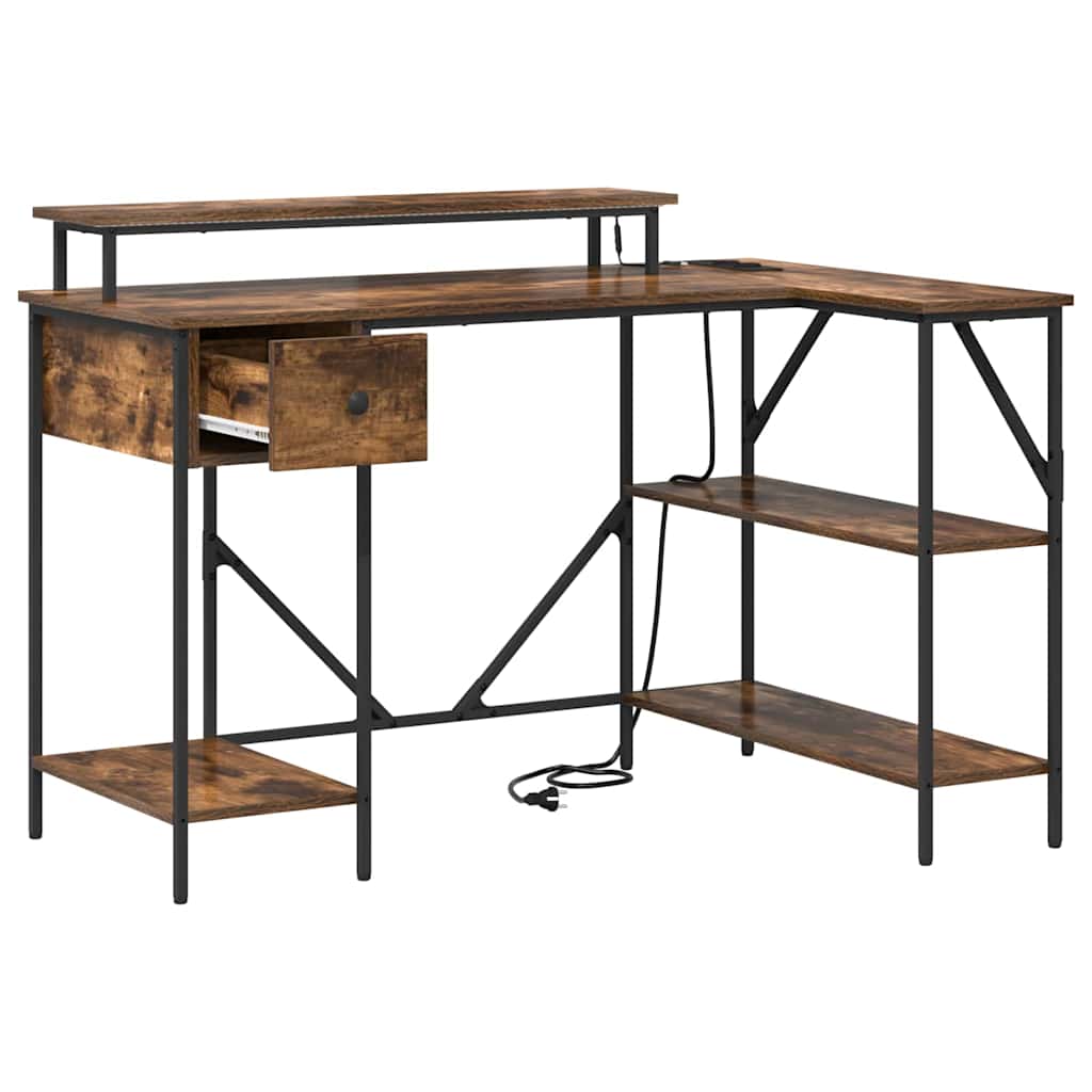 vidaXL Biurko Dąb wędzony 120 x 79 x 86,5 cm Materiał drewnopochodny