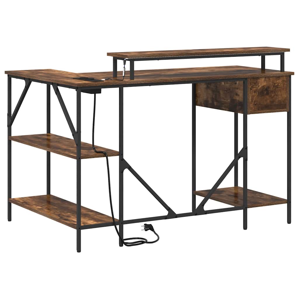 vidaXL Biurko Dąb wędzony 120 x 79 x 86,5 cm Materiał drewnopochodny