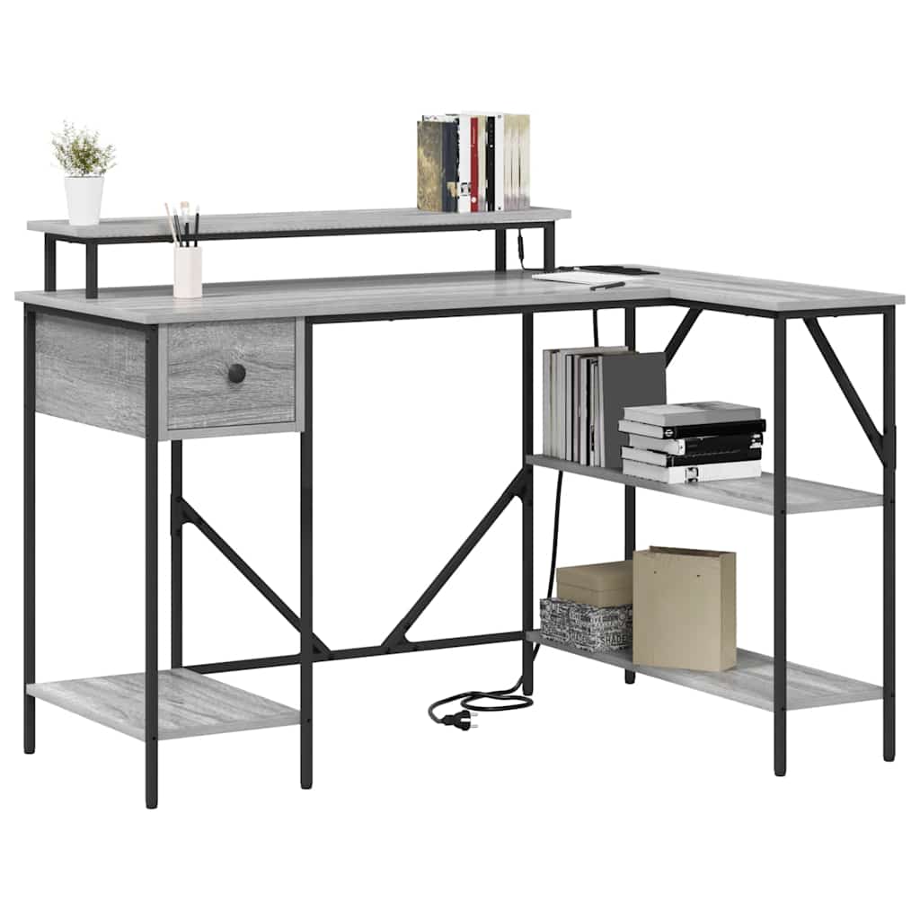 vidaXL Biurko Szary Sonoma 120 x 79 x 86,5 cm Materiał drewnopochodny