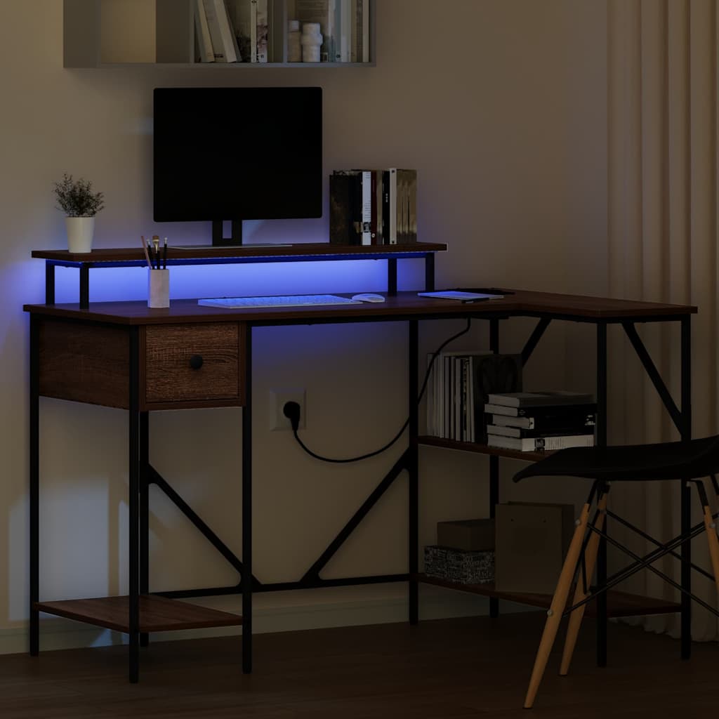 vidaXL Biurko Brązowy dąb 120 x 79 x 86,5 cm Materiał drewnopochodny