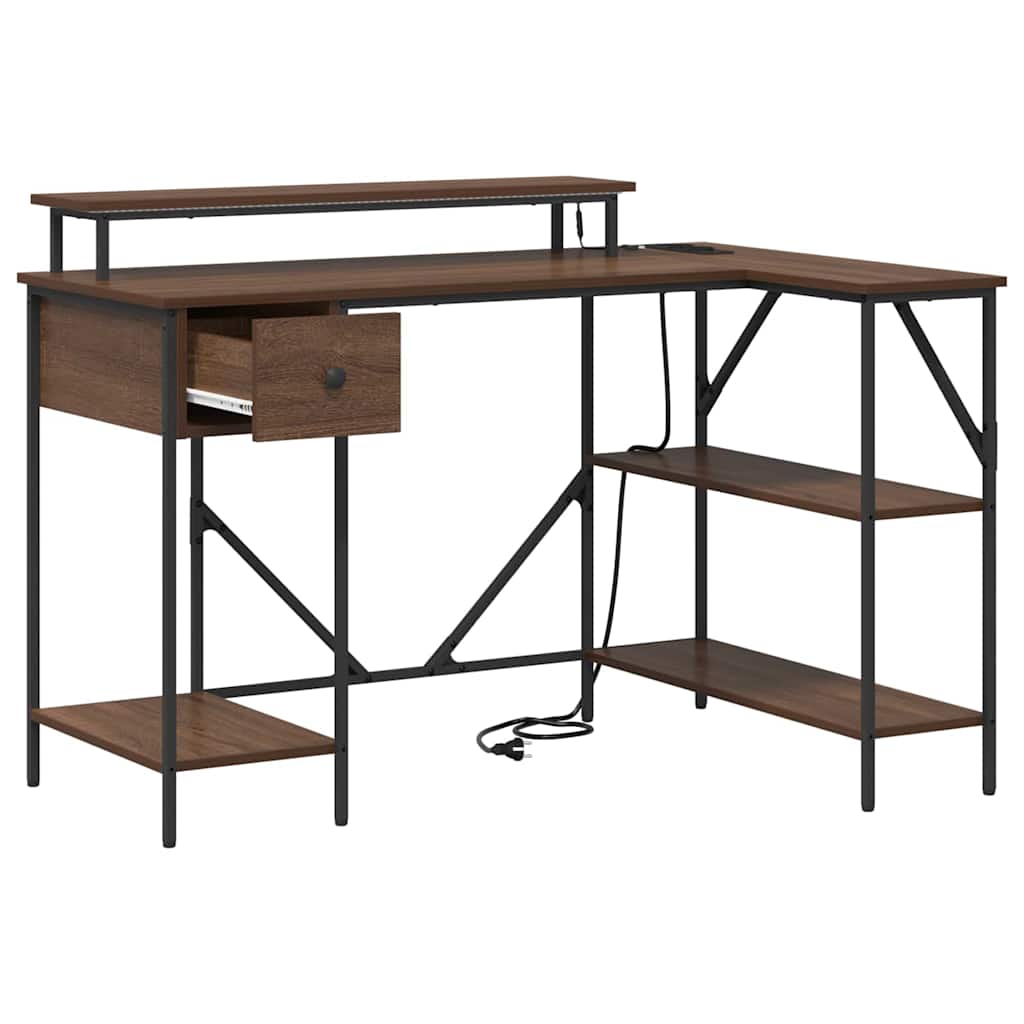 vidaXL Biurko Brązowy dąb 120 x 79 x 86,5 cm Materiał drewnopochodny