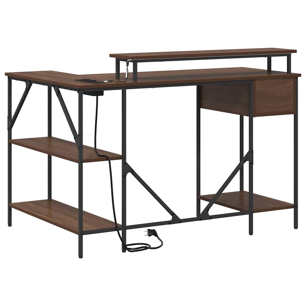 vidaXL Biurko Brązowy dąb 120 x 79 x 86,5 cm Materiał drewnopochodny
