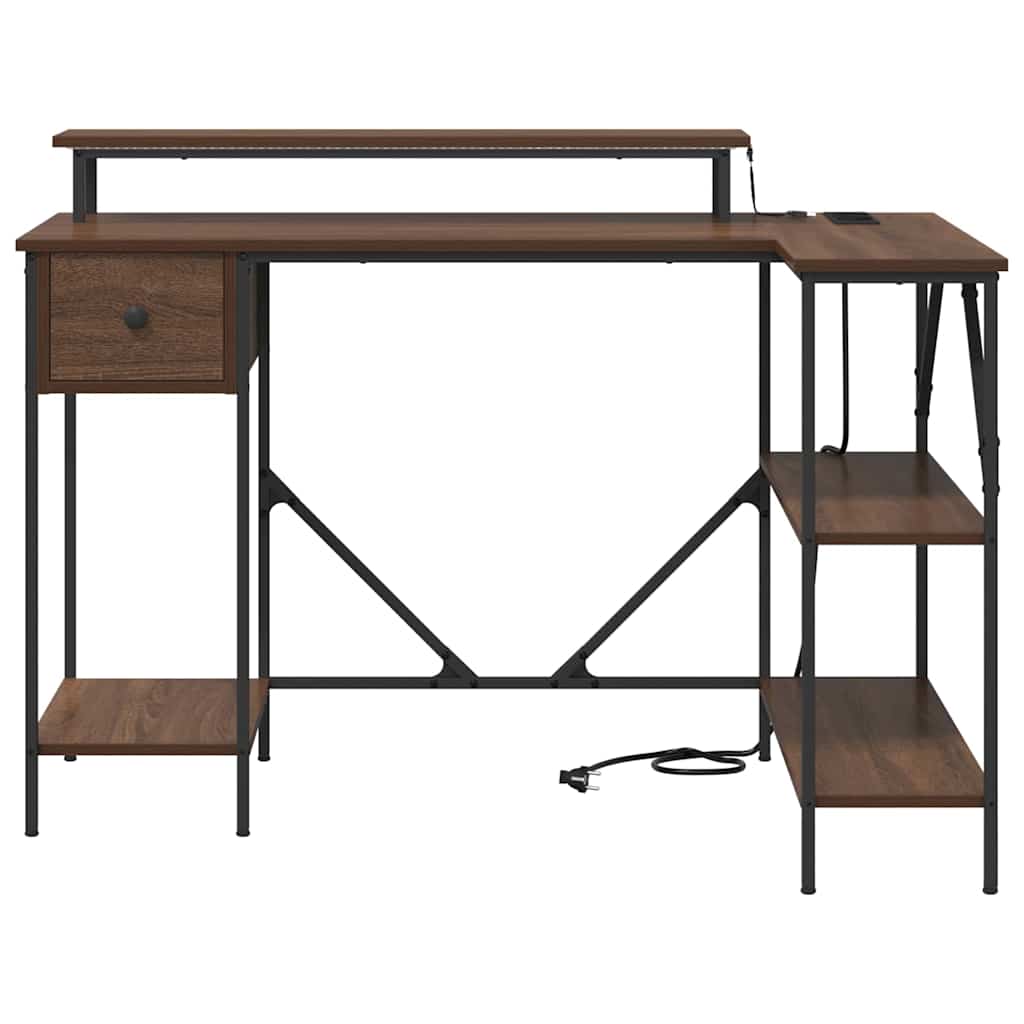vidaXL Biurko Brązowy dąb 120 x 79 x 86,5 cm Materiał drewnopochodny