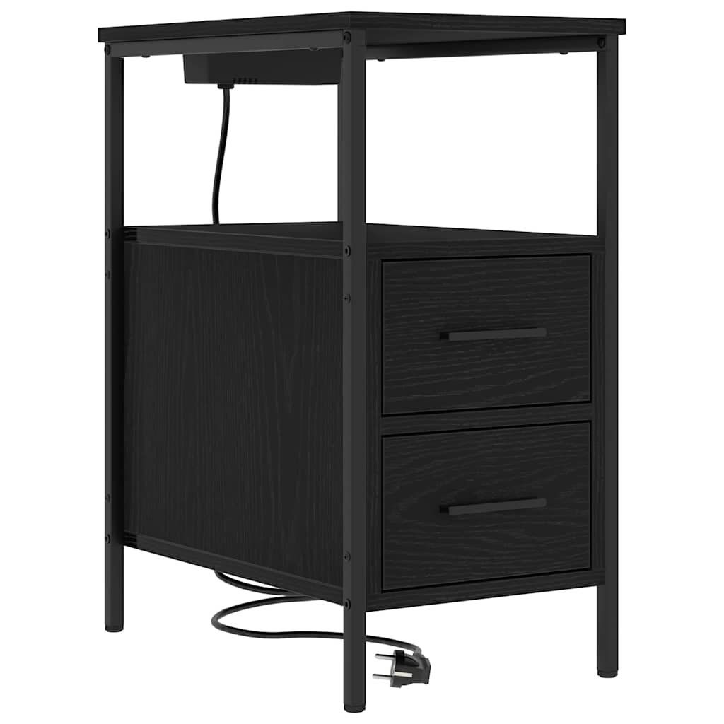 vidaXL Szafka Nocna z szufladą 2 pcs Czarny Dąb 30 x 48 x 61 cm