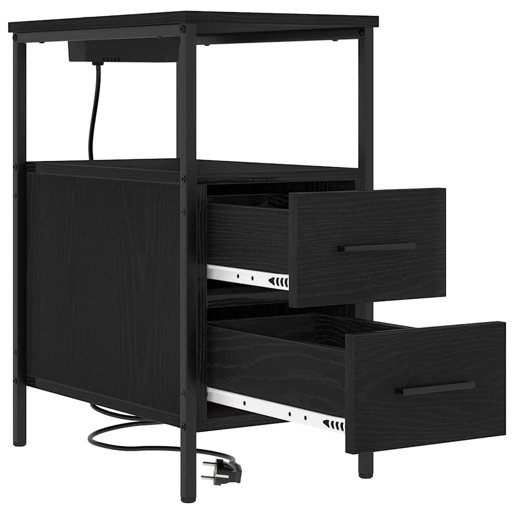 vidaXL Szafka Nocna z szufladą 2 pcs Czarny Dąb 30 x 48 x 61 cm