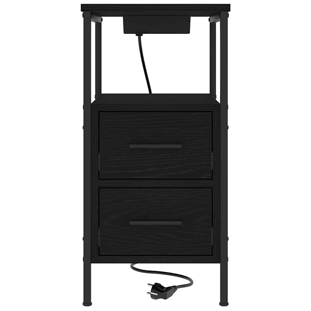 vidaXL Szafka Nocna z szufladą 2 pcs Czarny Dąb 30 x 48 x 61 cm
