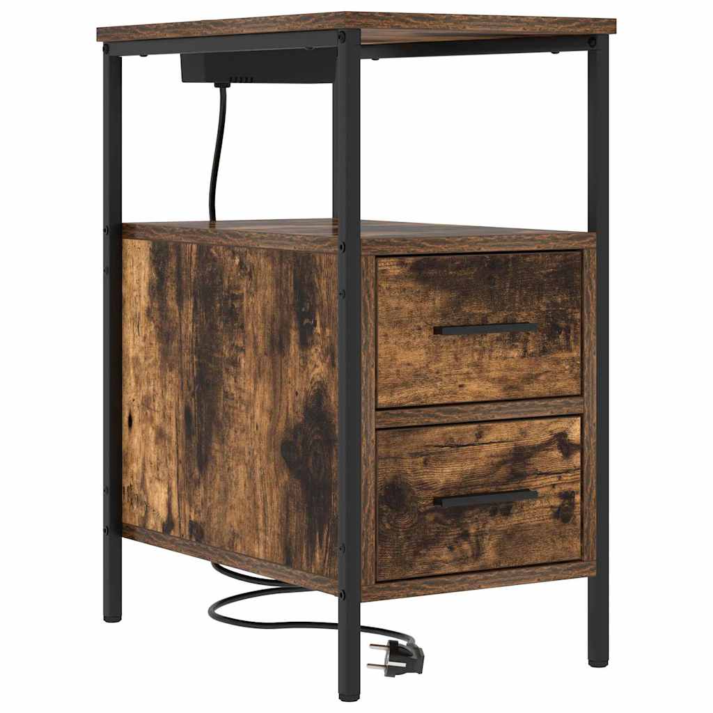 vidaXL Szafka Nocna z szufladą 2 pcs Dąb wędzony 30 x 48 x 61 cm
