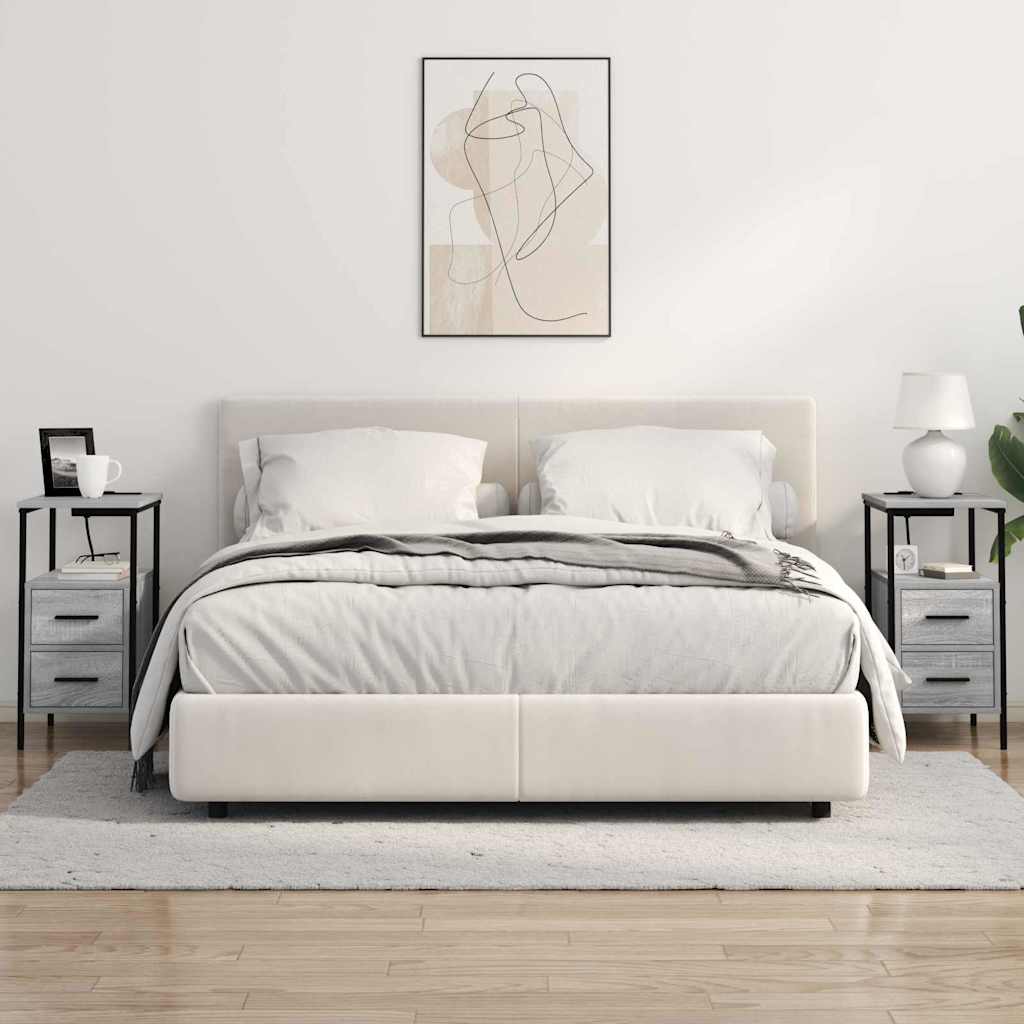 vidaXL Szafka Nocna z szufladą 2 pcs Szary Sonoma 30 x 48 x 61 cm