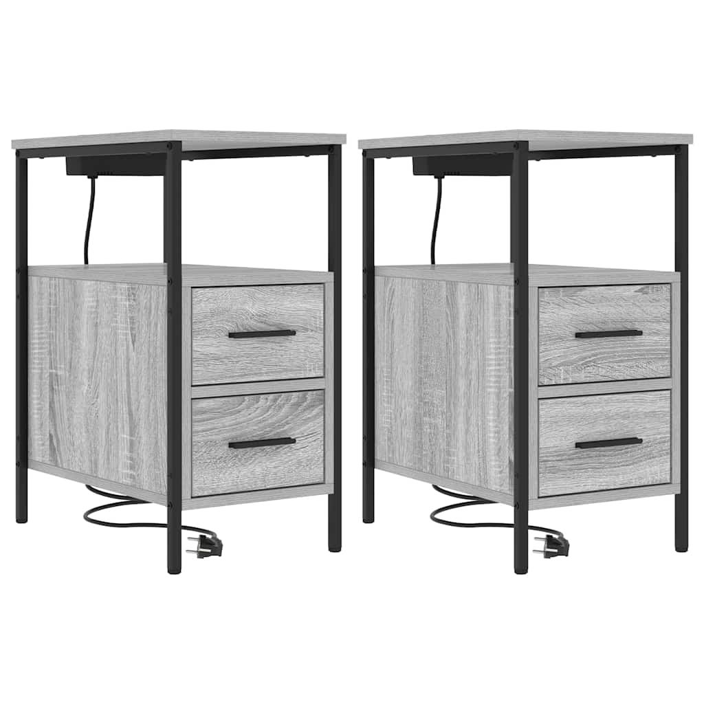 vidaXL Szafka Nocna z szufladą 2 pcs Szary Sonoma 30 x 48 x 61 cm