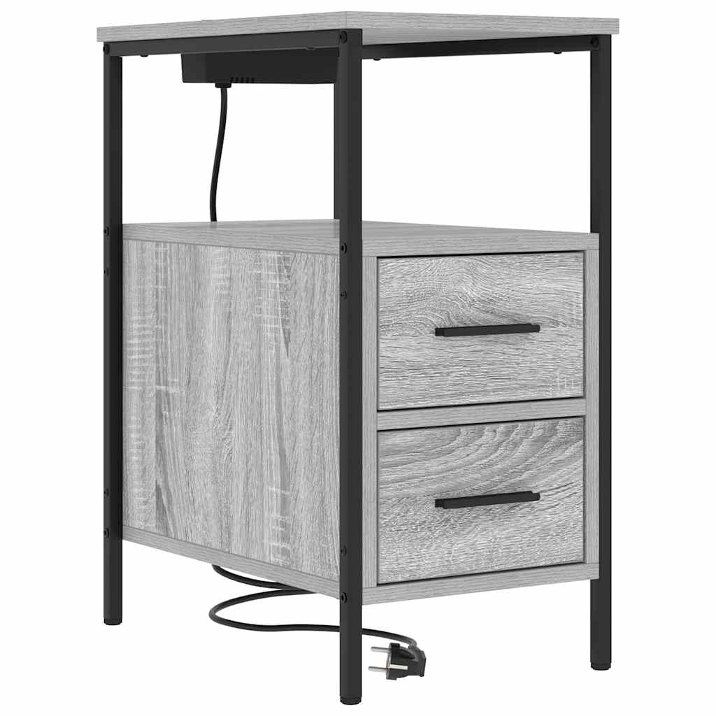 vidaXL Szafka Nocna z szufladą 2 pcs Szary Sonoma 30 x 48 x 61 cm
