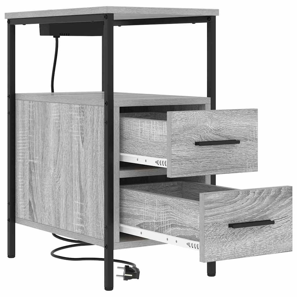 vidaXL Szafka Nocna z szufladą 2 pcs Szary Sonoma 30 x 48 x 61 cm