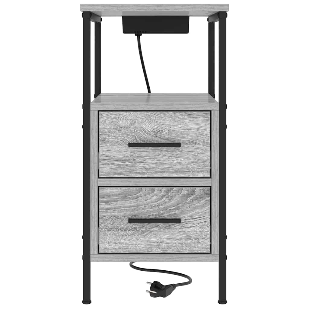 vidaXL Szafka Nocna z szufladą 2 pcs Szary Sonoma 30 x 48 x 61 cm