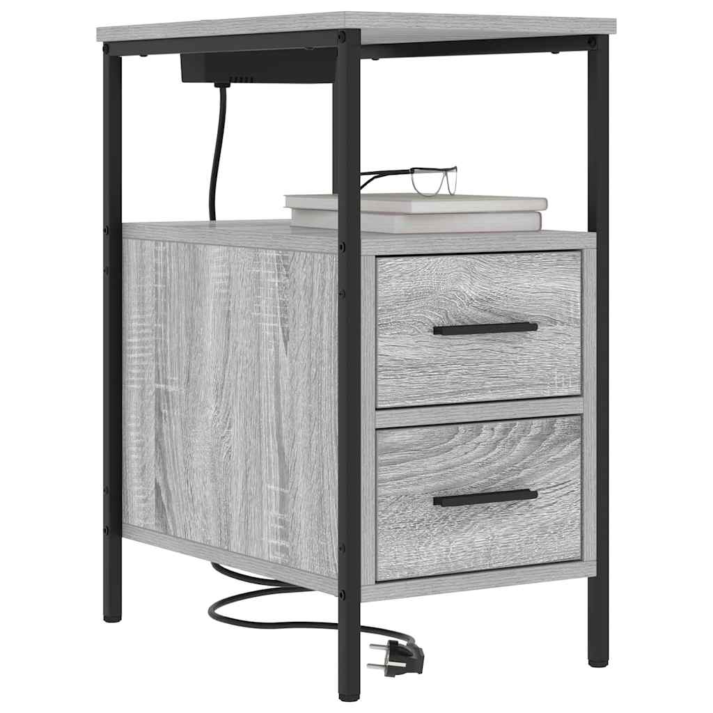 vidaXL Szafka Nocna z szufladą 2 pcs Szary Sonoma 30 x 48 x 61 cm
