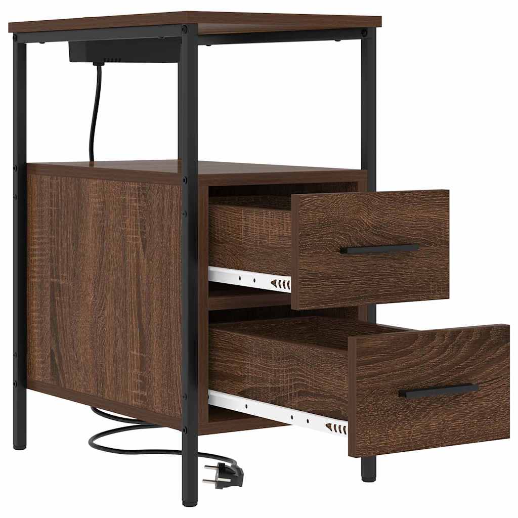 vidaXL Szafka Nocna z szufladą 2 pcs Brązowy dąb 30 x 48 x 61 cm