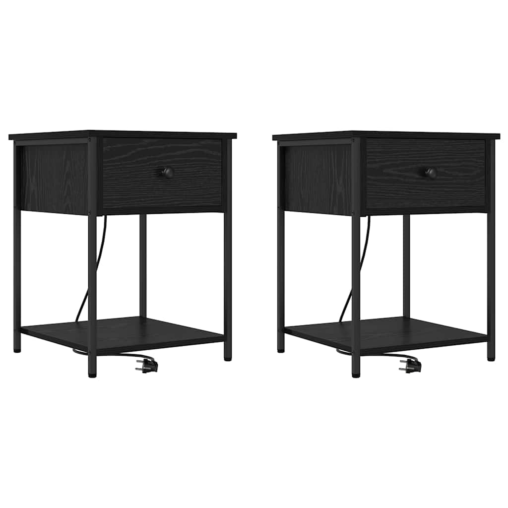 vidaXL Szafka Nocna z szufladą 2 pcs Czarny Dąb 42 x 41 x 56 cm