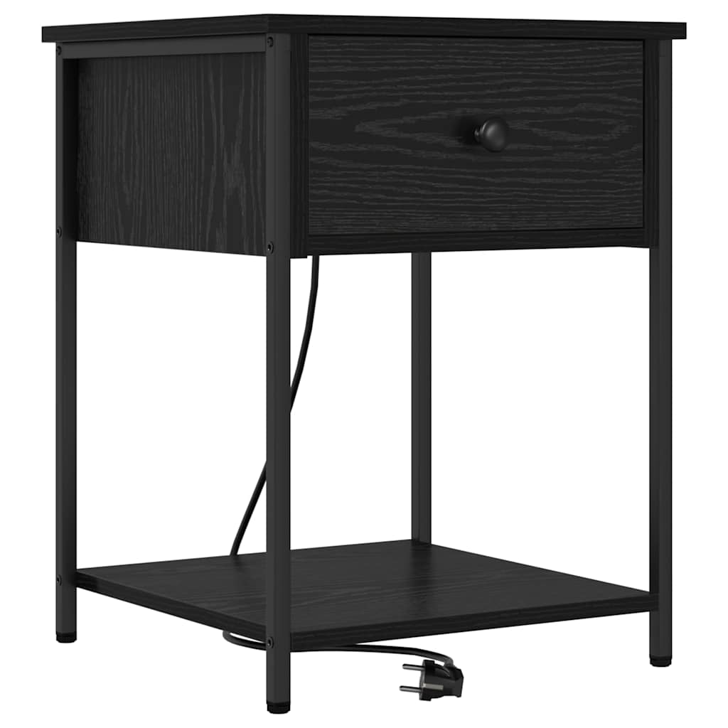 vidaXL Szafka Nocna z szufladą 2 pcs Czarny Dąb 42 x 41 x 56 cm