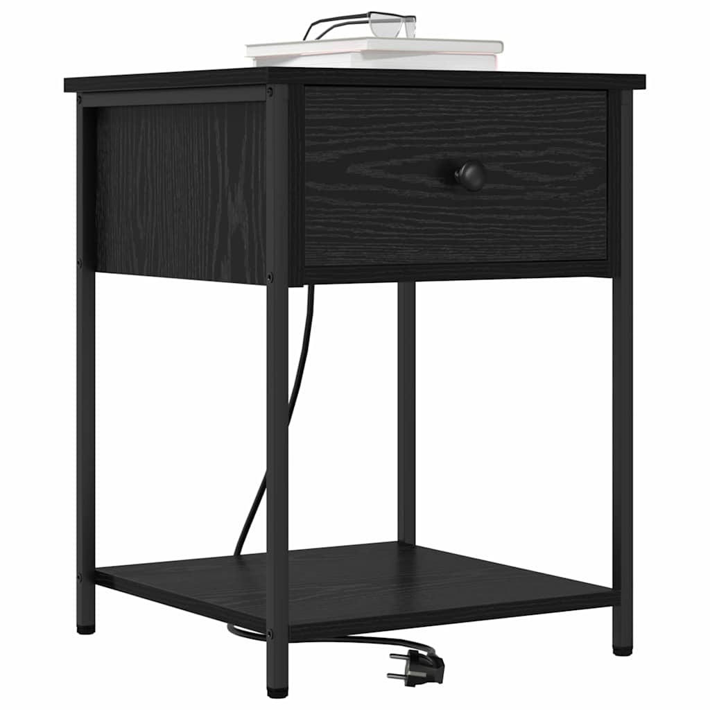 vidaXL Szafka Nocna z szufladą 2 pcs Czarny Dąb 42 x 41 x 56 cm