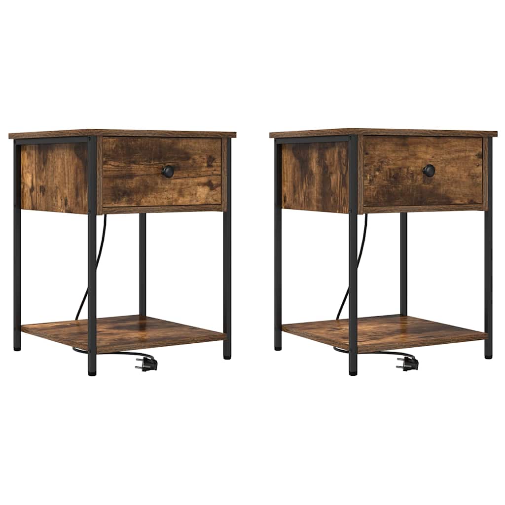 vidaXL Szafka Nocna z szufladą 2 pcs Dąb wędzony 42 x 41 x 56 cm