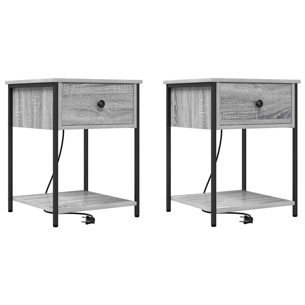 vidaXL Szafka Nocna z szufladą 2 pcs Szary Sonoma 42 x 41 x 56 cm