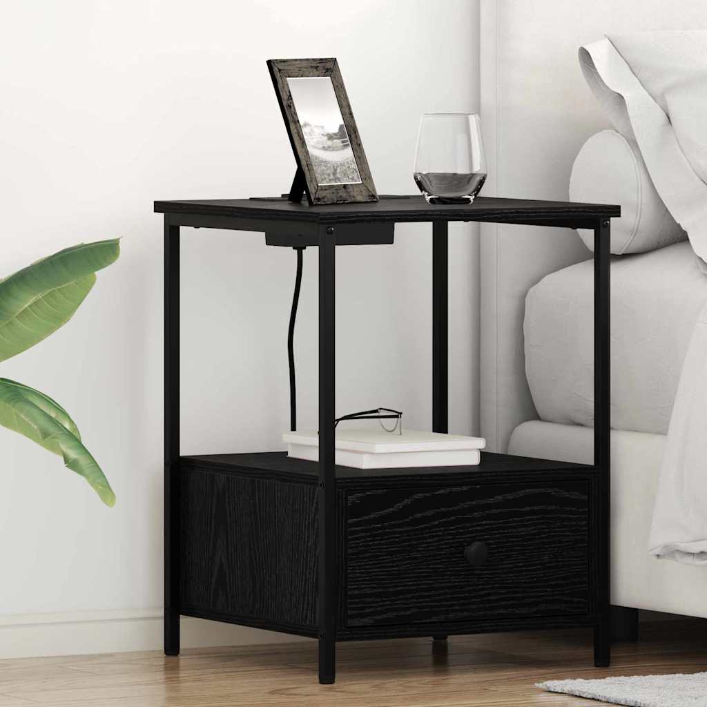 vidaXL Szafka Nocna z szufladą 2 pcs Czarny Dąb 42 x 41 x 56 cm