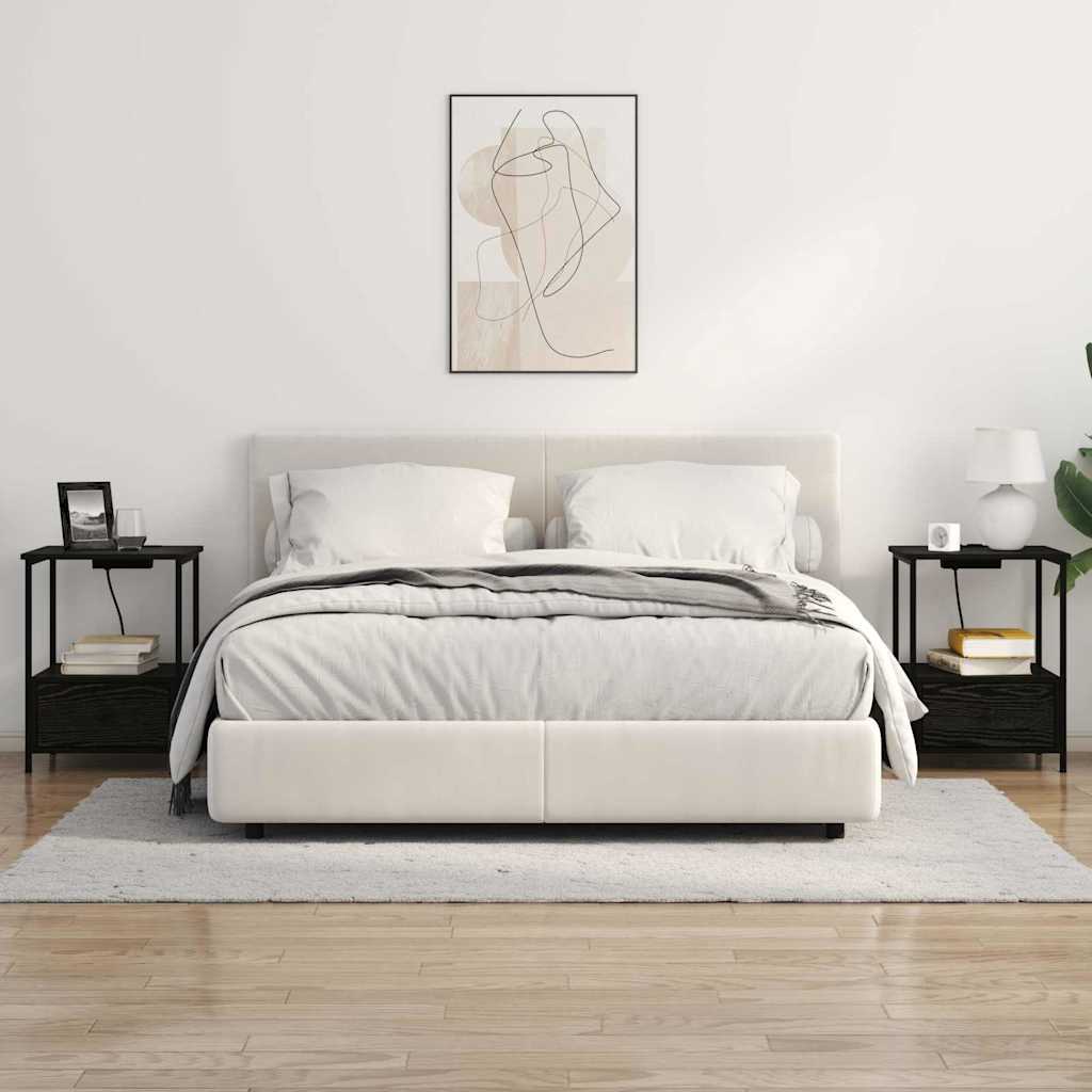 vidaXL Szafka Nocna z szufladą 2 pcs Czarny Dąb 42 x 41 x 56 cm