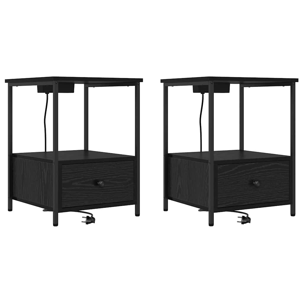 vidaXL Szafka Nocna z szufladą 2 pcs Czarny Dąb 42 x 41 x 56 cm
