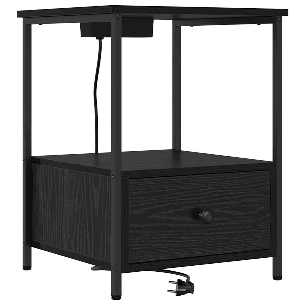 vidaXL Szafka Nocna z szufladą 2 pcs Czarny Dąb 42 x 41 x 56 cm
