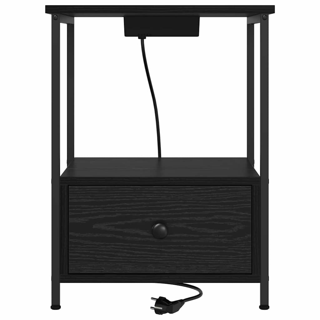 vidaXL Szafka Nocna z szufladą 2 pcs Czarny Dąb 42 x 41 x 56 cm
