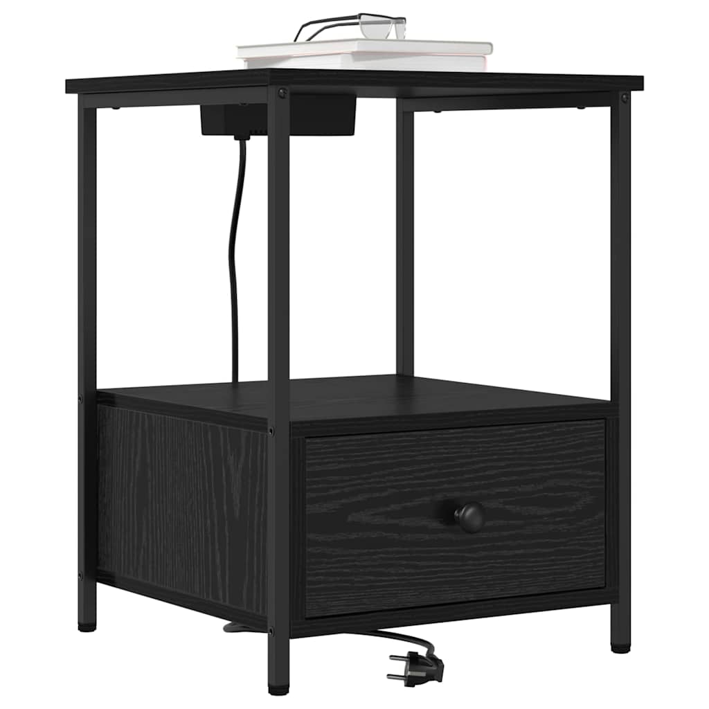 vidaXL Szafka Nocna z szufladą 2 pcs Czarny Dąb 42 x 41 x 56 cm