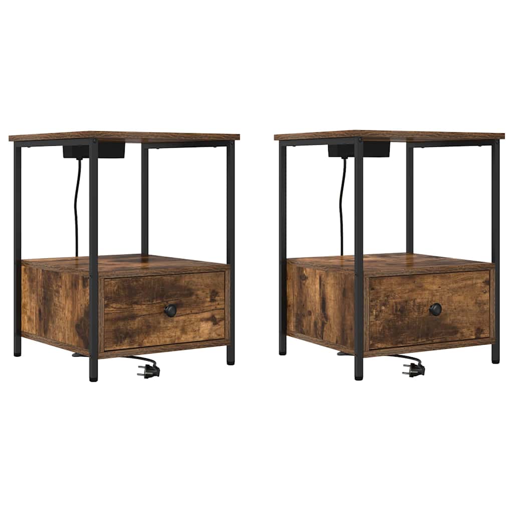 vidaXL Szafka Nocna z szufladą 2 pcs Dąb wędzony 42 x 41 x 56 cm