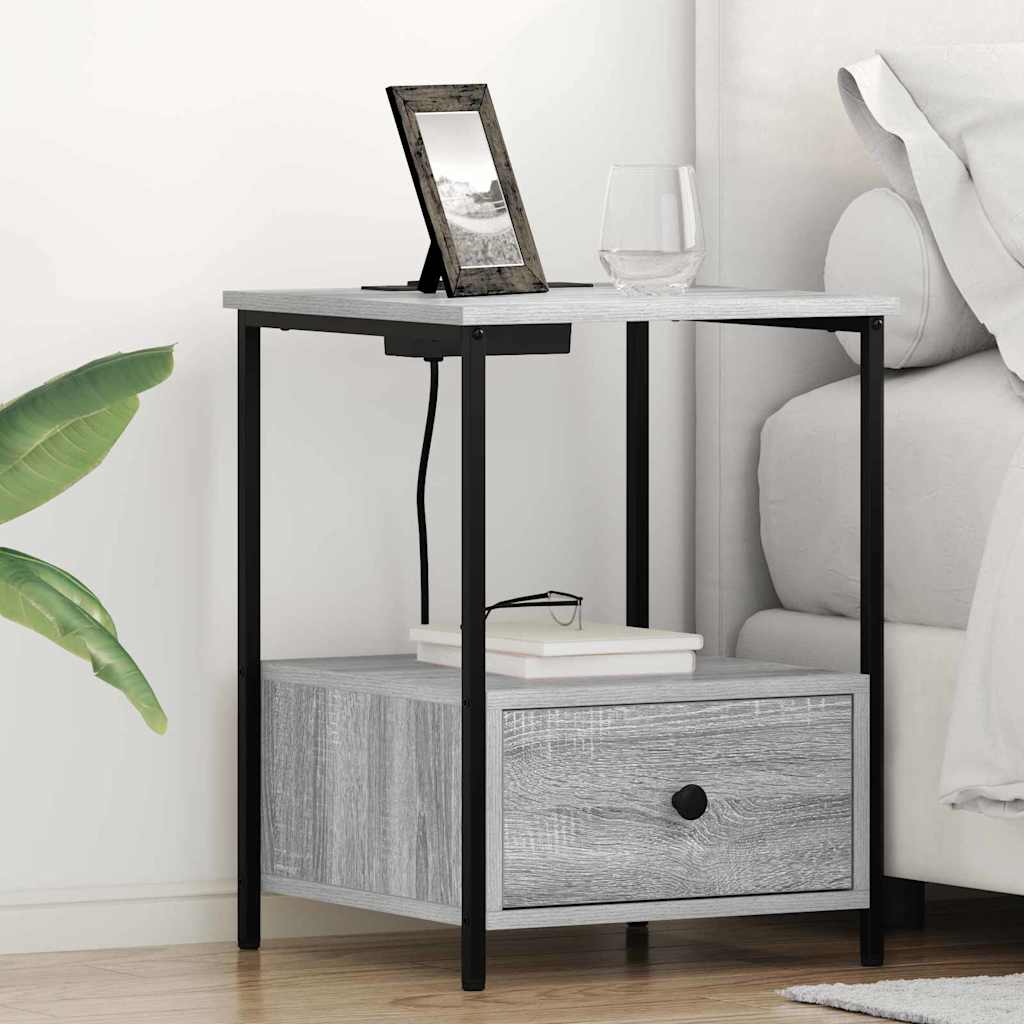 vidaXL Szafka Nocna z szufladą 2 pcs Szary Sonoma 42 x 41 x 56 cm
