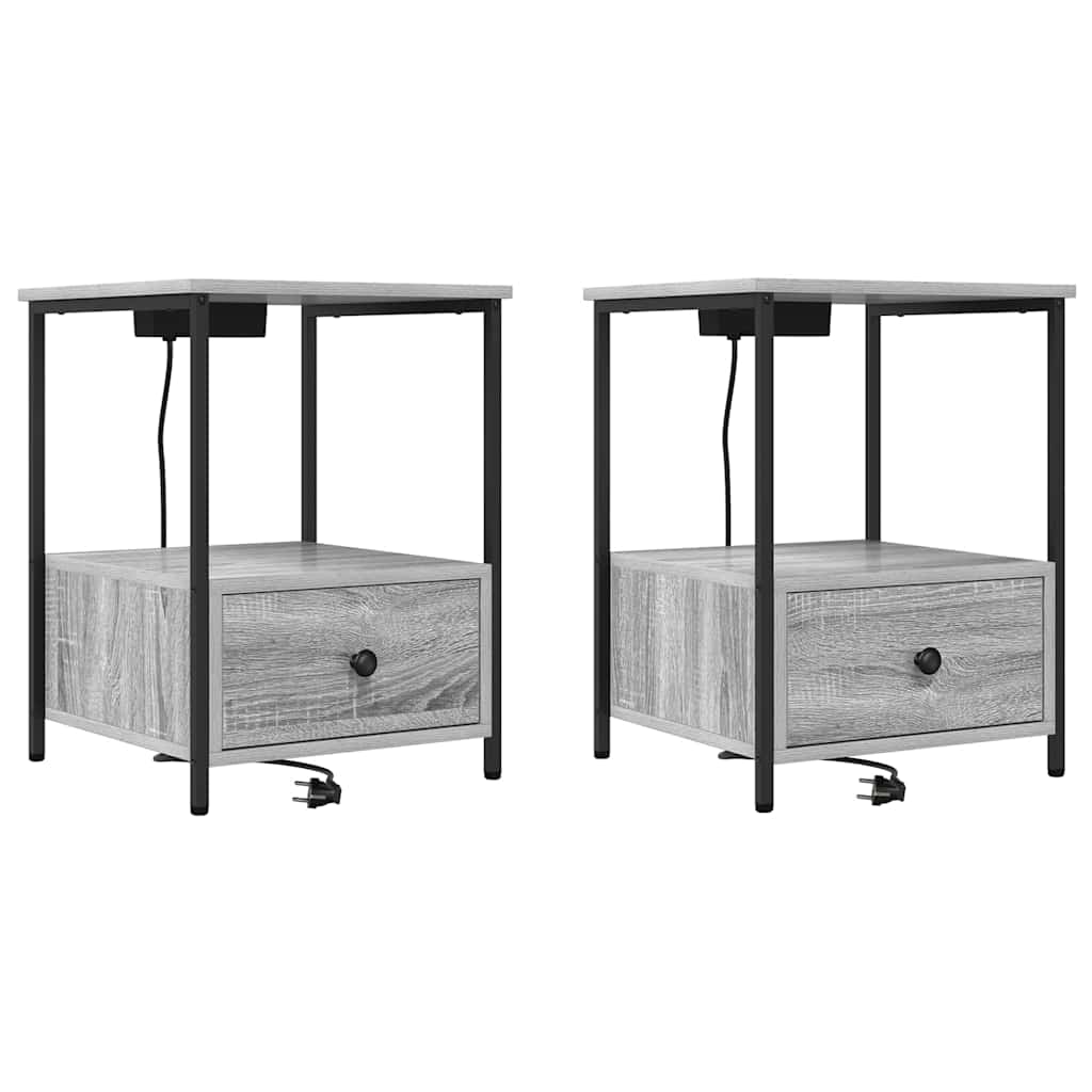 vidaXL Szafka Nocna z szufladą 2 pcs Szary Sonoma 42 x 41 x 56 cm