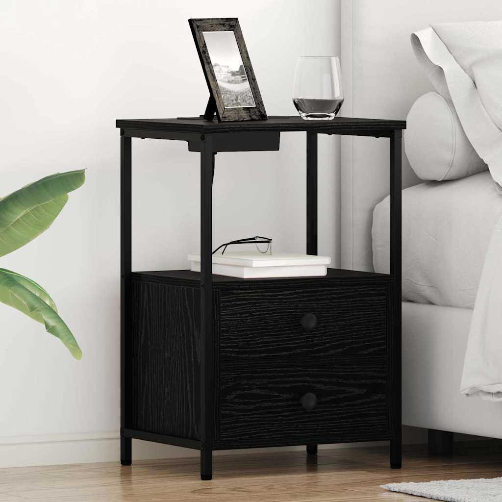 vidaXL Szafka Nocna z szufladą 2 pcs Czarny Dąb 40 x 31 x 60 cm