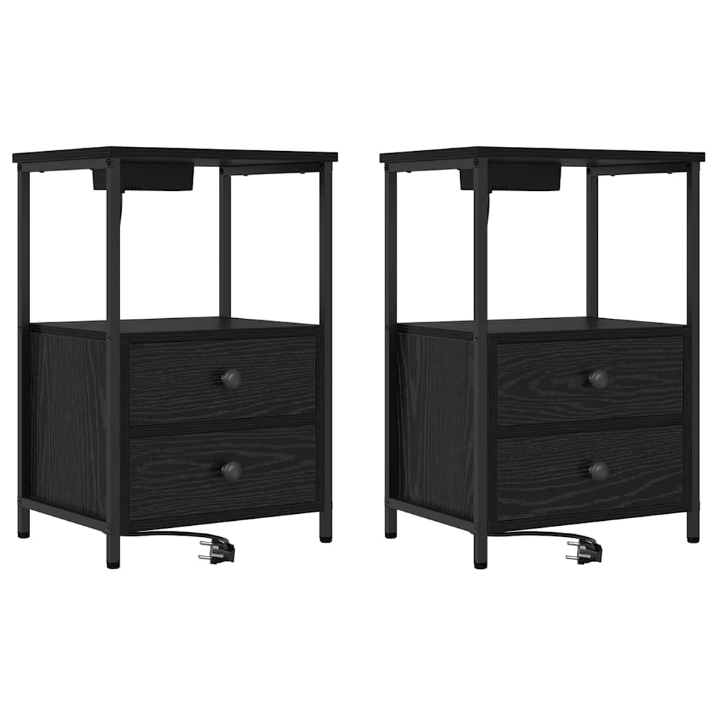 vidaXL Szafka Nocna z szufladą 2 pcs Czarny Dąb 40 x 31 x 60 cm