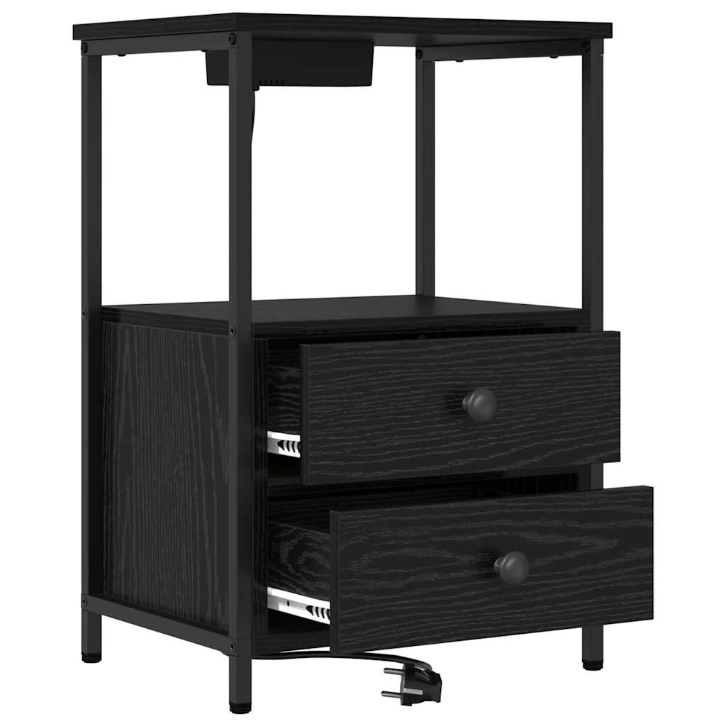 vidaXL Szafka Nocna z szufladą 2 pcs Czarny Dąb 40 x 31 x 60 cm