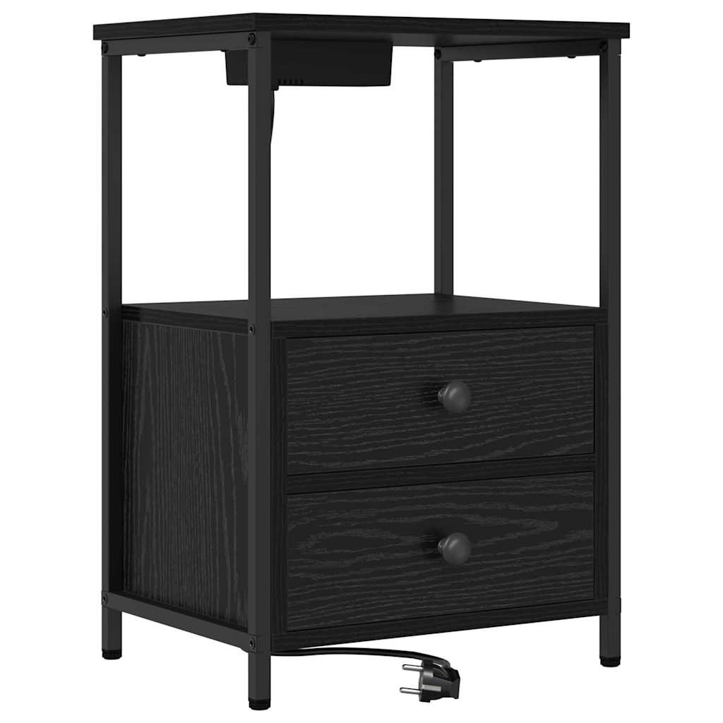 vidaXL Szafka Nocna z szufladą 2 pcs Czarny Dąb 40 x 31 x 60 cm