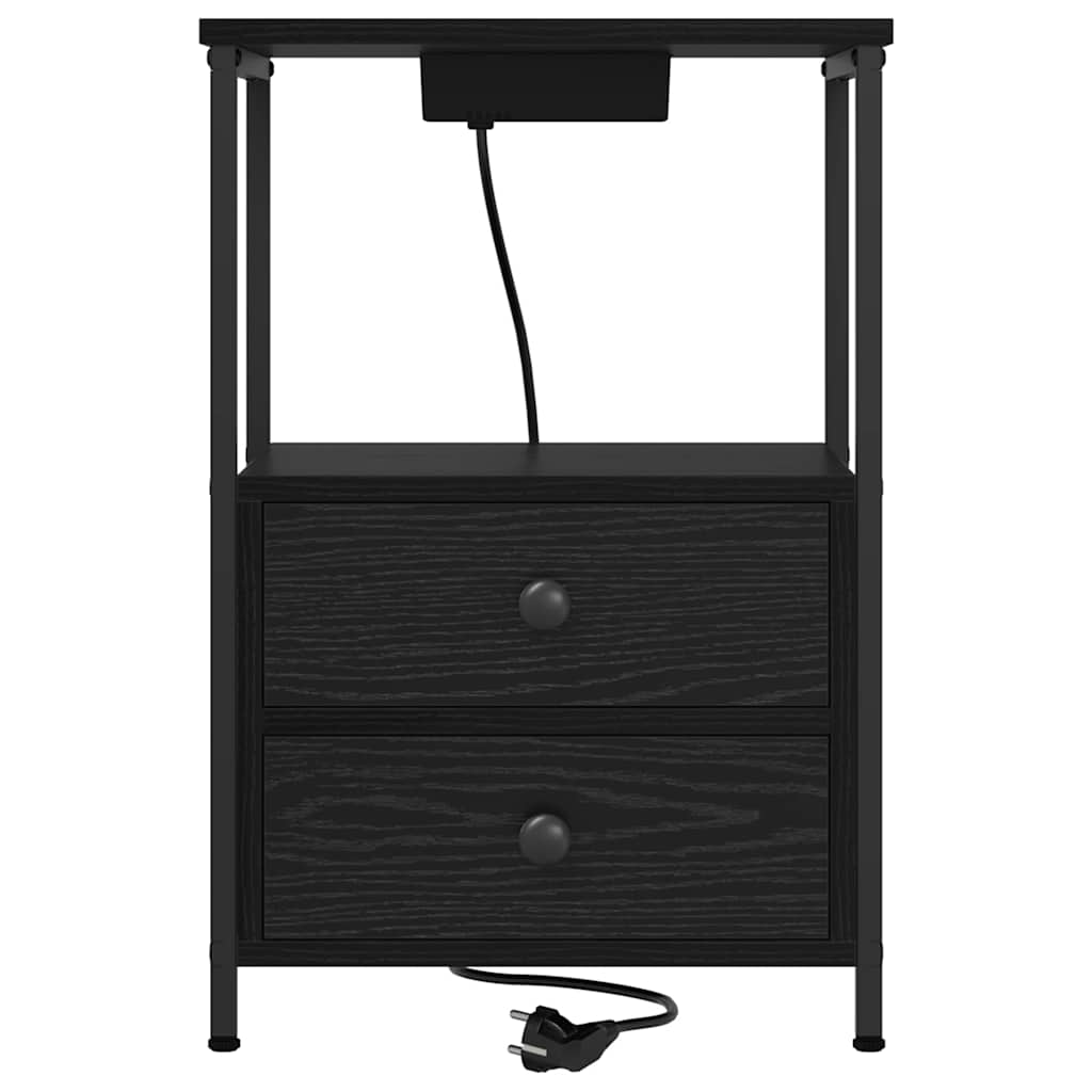 vidaXL Szafka Nocna z szufladą 2 pcs Czarny Dąb 40 x 31 x 60 cm