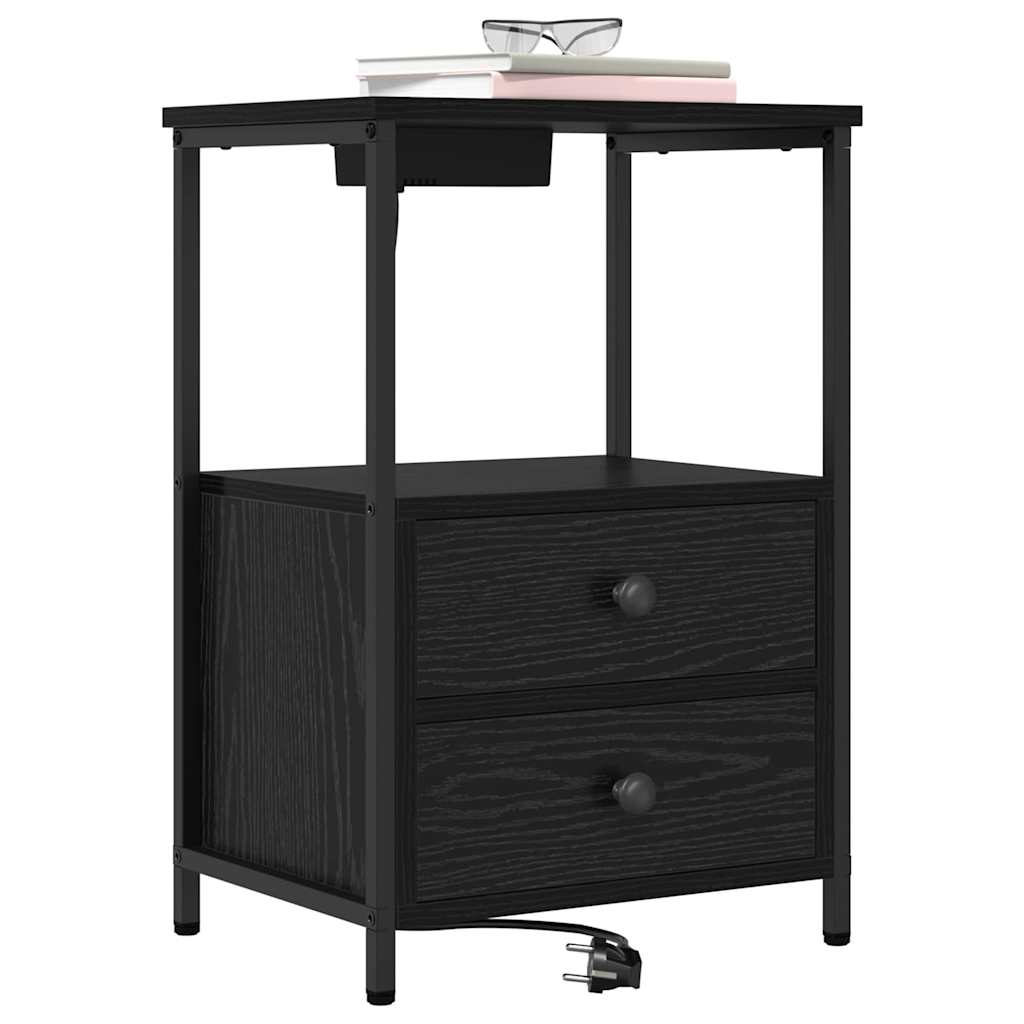 vidaXL Szafka Nocna z szufladą 2 pcs Czarny Dąb 40 x 31 x 60 cm